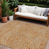 8' X 10' Copper And Beige Abstract Washable Indoor Outdoor Area Rug