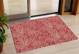 3' X 5' Red And Ivory Abstract Washable Indoor Outdoor Area Rug