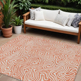 8' X 10' Salmon And Ivory Abstract Washable Indoor Outdoor Area Rug