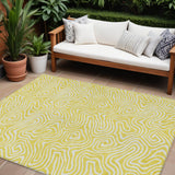 8' X 10' Yellow And Ivory Abstract Washable Indoor Outdoor Area Rug