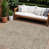 8' X 10' Beige And Brown Abstract Washable Indoor Outdoor Area Rug
