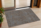 3' X 5' Brown And Light Blue Abstract Washable Indoor Outdoor Area Rug