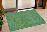 3' X 5' Green And Blue Abstract Washable Indoor Outdoor Area Rug