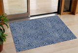3' X 5' Navy Blue And Gray Abstract Washable Indoor Outdoor Area Rug
