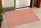 3' X 5' Pink And Copper Abstract Washable Indoor Outdoor Area Rug