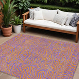 8' X 10' Purple And Copper Abstract Washable Indoor Outdoor Area Rug