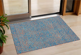 3' X 5' Teal Blue And Pink Abstract Washable Indoor Outdoor Area Rug