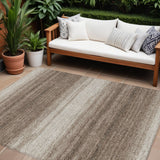 8' X 10' Brown And Beige Abstract Washable Indoor Outdoor Area Rug