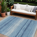 8' X 10' Blue And Ivory Abstract Washable Indoor Outdoor Area Rug