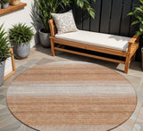 8' Copper And Beige Round Abstract Washable Indoor Outdoor Area Rug