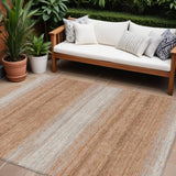 8' X 10' Copper And Beige Abstract Washable Indoor Outdoor Area Rug