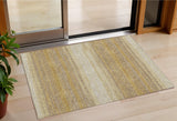 3' X 5' Gold And Beige Abstract Washable Indoor Outdoor Area Rug