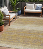 5' X 8' Gold And Beige Abstract Washable Indoor Outdoor Area Rug
