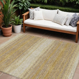 8' X 10' Gold And Beige Abstract Washable Indoor Outdoor Area Rug