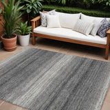 8' X 10' Gray And Charcoal Abstract Washable Indoor Outdoor Area Rug