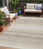 5' X 8' Ivory And Beige Abstract Washable Indoor Outdoor Area Rug