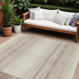8' X 10' Ivory And Beige Abstract Washable Indoor Outdoor Area Rug