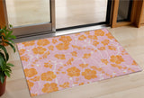 3' X 5' Pink And Copper Floral Washable Indoor Outdoor Area Rug