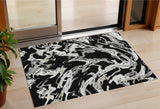3' X 5' Black And Gray Abstract Washable Indoor Outdoor Area Rug