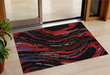 3' X 5' Black Red And Gray Abstract Washable Indoor Outdoor Area Rug