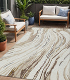5' X 8' Ivory Beige And Brown Abstract Washable Indoor Outdoor Area Rug