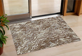 3' X 5' Brown Beige And Gray Abstract Washable Indoor Outdoor Area Rug