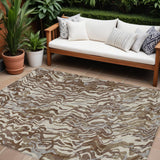 8' X 10' Brown Beige And Gray Abstract Washable Indoor Outdoor Area Rug