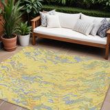 8' X 10' Yellow Purple And Green Abstract Washable Indoor Outdoor Area Rug
