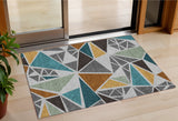 3' X 5' Gray Copper And Brown Geometric Washable Indoor Outdoor Area Rug