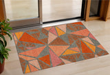 3' X 5' Rust Gray And Pink Geometric Washable Indoor Outdoor Area Rug