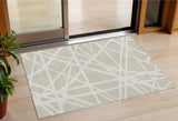 3' X 5' Beige And Ivory Geometric Washable Indoor Outdoor Area Rug