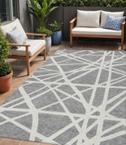5' X 8' Gray And Ivory Geometric Washable Indoor Outdoor Area Rug