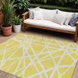 8' X 10' Yellow And Linen Geometric Washable Indoor Outdoor Area Rug