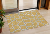 3' X 5' Gold Gray And Ivory Abstract Washable Indoor Outdoor Area Rug