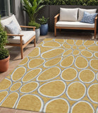 5' X 8' Gold Gray And Ivory Abstract Washable Indoor Outdoor Area Rug