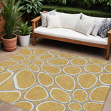 8' X 10' Gold Gray And Ivory Abstract Washable Indoor Outdoor Area Rug