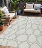 5' X 8' Ivory And Gray Abstract Washable Indoor Outdoor Area Rug