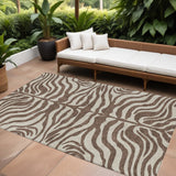 8' X 10' Brown And Beige Animal Print Washable Indoor Outdoor Area Rug