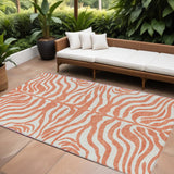 8' X 10' Coral And Ivory Animal Print Washable Indoor Outdoor Area Rug