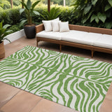 8' X 10' Green And Ivory Animal Print Washable Indoor Outdoor Area Rug