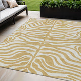 5' X 8' Gold And Ivory Animal Print Washable Indoor Outdoor Area Rug