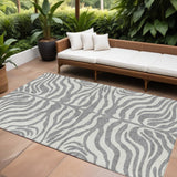 8' X 10' Gray And Ivory Animal Print Washable Indoor Outdoor Area Rug