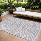 8' X 10' Lavender And Ivory Animal Print Washable Indoor Outdoor Area Rug