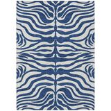 8' X 10' Navy Blue And Ivory Animal Print Washable Indoor Outdoor Area Rug