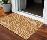 3' X 5' Copper And Tan Animal Print Washable Indoor Outdoor Area Rug