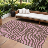 8' X 10' Brown And Pink Animal Print Washable Indoor Outdoor Area Rug