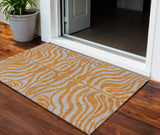 3' X 5' Copper And Gray Animal Print Washable Indoor Outdoor Area Rug