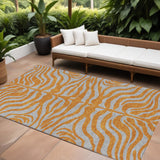 8' X 10' Copper And Gray Animal Print Washable Indoor Outdoor Area Rug