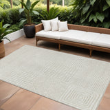 8' X 10' Ivory And Beige Geometric Washable Indoor Outdoor Area Rug