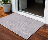 3' X 5' Lavender And Ivory Geometric Washable Indoor Outdoor Area Rug